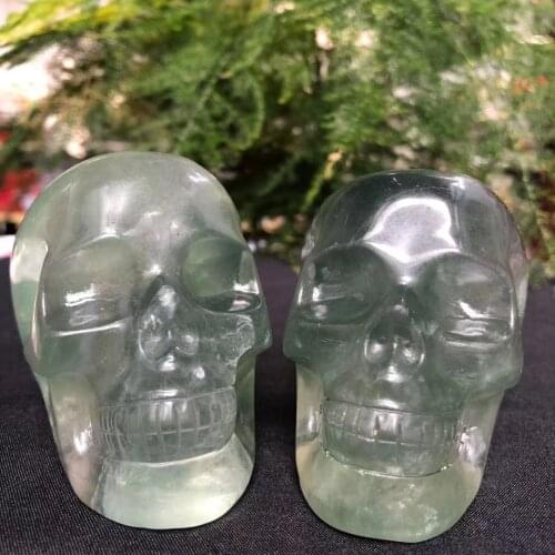 Natural Mineral Green Fluorite Skull Head Home Office Table Top Decoration Spiritual Reiki Quartz Body 1pc450-500g