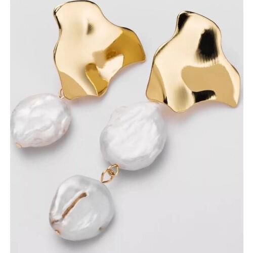 Pre-order 2018 new, fashion gold drop earrings, factory wholesale new arrival, real goldplated fresh pearl dropped earrings