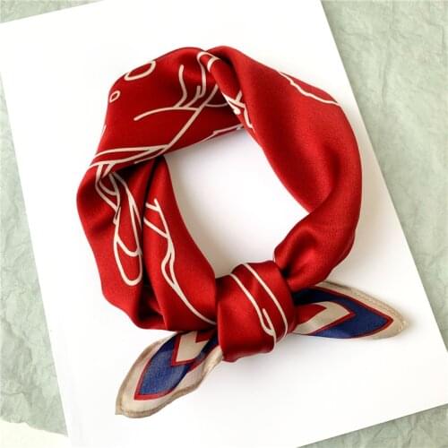 2021 New Women Real Silk Scarf Small Square Neck Scarves Lady Hair Band Design Print Striped Neckerchief Choker Accessories