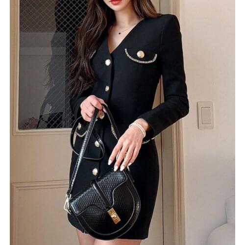 New arrival comfortable high quality formal dress Single-breasted temperamental spring autumn office lady cute mini a-line dress