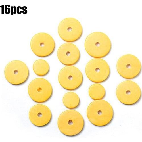 NEW 16Pcs 12/16.5/18/19.5mm Lightweight Music Open Hole Flute Pads Woodwind Repair Yellow Musical Instrument Replacement Parts