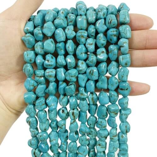 New Handmade Blue Turquoises Stone Loose Spacer Beads For Jewelry Making DIY Necklace Bracelet Irregular Shape Accessories B478