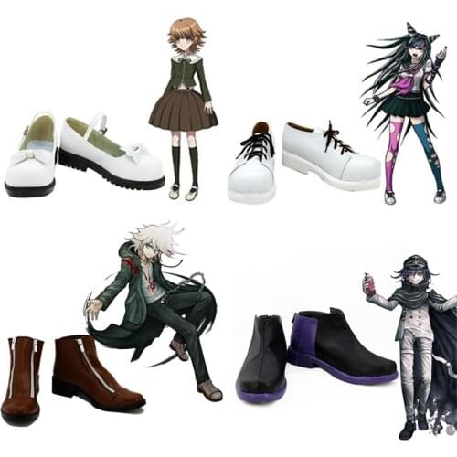 Danganronpa Nagito Komaeda Cosplay Shoes Mioda Ibuki Shoes Cos Women Enoshima Junko Boots High Heel Shoes Girl Men Leather Shoes