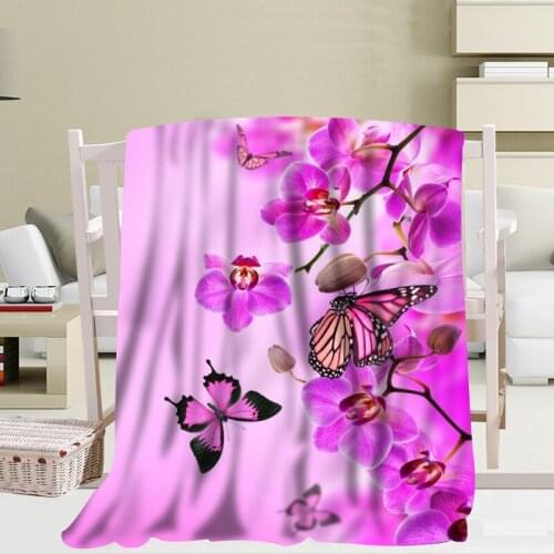 Custom Flowers Grass Butterfly Blanket 56x80 inch 50x60 Inch 40x50 Inch Home/Sofa/Bedding Throw Blanket Kid Adult Warm Blanket