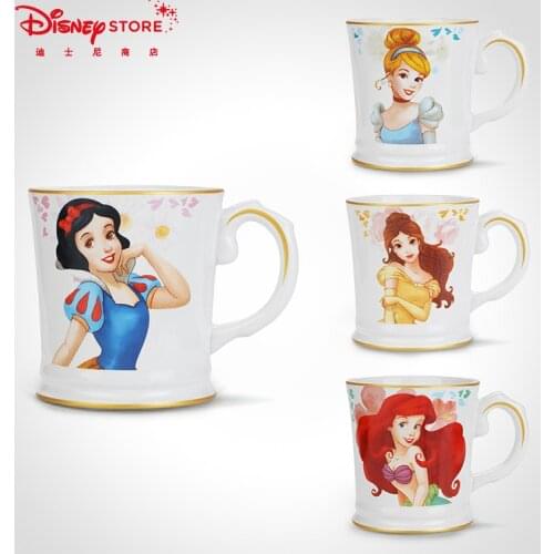 Genuine Disney Fashion Snow White Little Mermaid Belle Cinderella Mug Cup Ceramic High-quality Cup Collection Child Gift