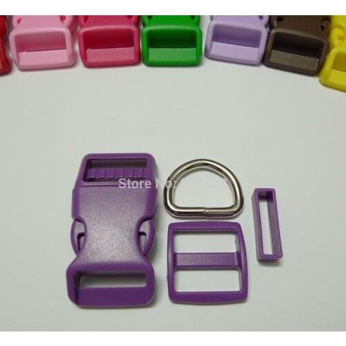 25 Sets 1'' 25mm #13 PURPLE COLOR Dog Collar Hardware Curved Side Release Buckle Set