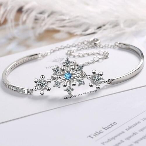 PANGJERY 925 Sterling Silver Bracelets Adjustable for Women Couples Fashion Simple Sparkling Snowflakes Wedding Jewelry Gifts