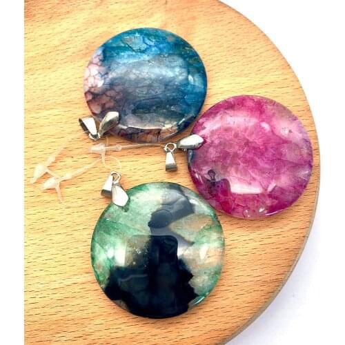 2pcs Natural Semi-precious Stone Agate Pendants 11 Colors for Choice DIY for Making Necklace Accessions 37mm Size Colorful Agate