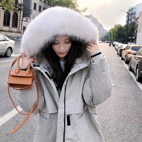 Special offer not refund don't change Velcro tooling hooded heavy hair brought down jacket female white duck down loose coat