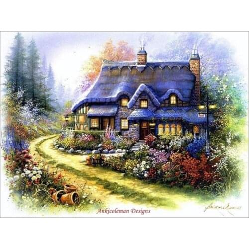 Needlework for embroidery DIY French DMC High Quality - Counted Cross Stitch Kits 14 ct Oil painting - Cozy Cottage