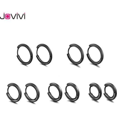 Jovivi Stainless Steel Small Hoop Earrings Round Ear Stud Unisex Punk Classic Stud Earring Body Piercing Jewelry 8mm-16mm