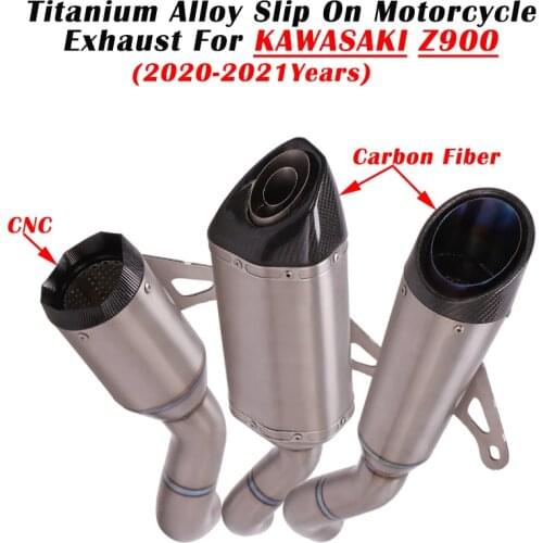 Slip On For Kawasaki Z900 2020 2021 Motorcycle Titanium alloy Exhaust Escape Modify Link Pipe Carbon Fiber Muffler DB Killer