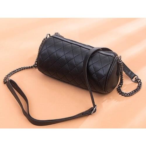 Genuine Leather Shoulder Bag Womens Luxury Handbags Fashion Crossbody bags for women Messenger Bag Female Cylinder Purse Totes