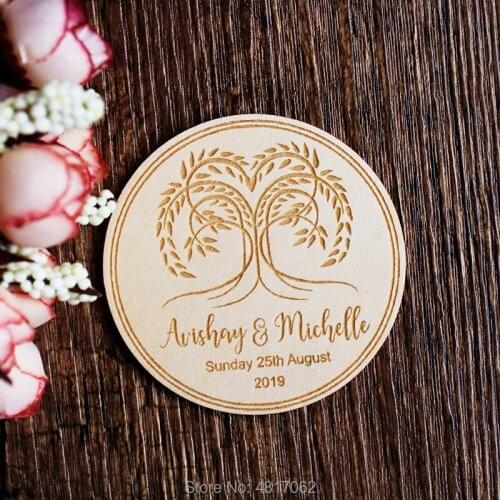 Wedding Wood Magnet, Custom Save the Date, Wedding Favor, Let Love Grow, Wood Invitation, Wedding Tree Invitation