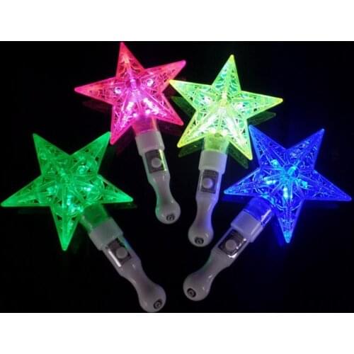 LED Light Sticks Small Five Pointed Star Luminous Toy Four Colors Hollow Out Designs Flash Sticks For Party Decor