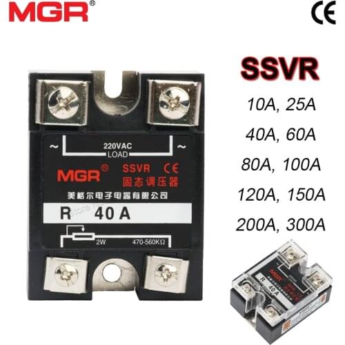 25A 40A 60A 80A 220V AC Solid State Relays SSVR 100A 120A 150A 200A 300A Potentiometer Single Phase Resistor Voltage Regulator