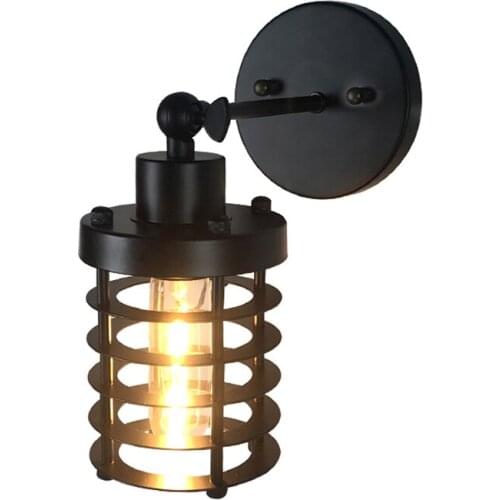 Vintage Light Fixtures Outdoor Indoor Wall Light Metal Wire Cage Wall Sconce Industrial Lamp for Bedroom Living Room Farmhouse