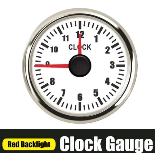 Waterproof Clock Gauges Car Boat Instrument Hour Meters 0~12 Hours Show Clock Meter with Red Backlight