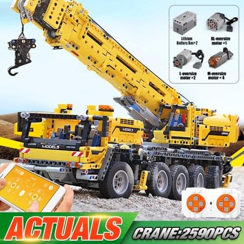 MOULD KING 13107 APP High-Tech Car Toys The 20004 Motorized Mobile Crane MK II Assembly Kids Christmas Gift Building Block Brick