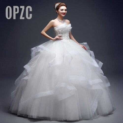 Pearl Luxury Bead Fashion Strapless Wedding Dresses 2021 New Korean Tiered Organza Sweet Bride Princess Gowns Vestido de noiva