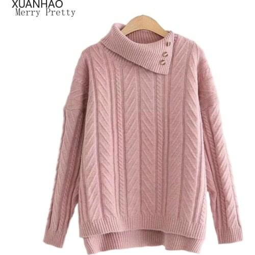 Women Solid Knitted Sweater Casual Ruffled Collar Pullover Female 2021 Spring Autumn New Retro Warm Jumper