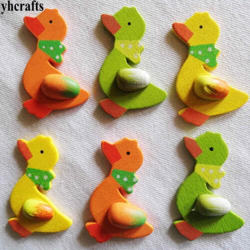 10PCS/LOT,3D duck wood stickers Spring Easter crafts Wall fridge stickers Plant Garden decoration Early learning educational toy