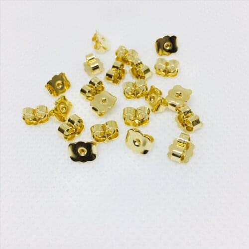 100Pcs Diy Accessories of Gold Color Preserving Butterfly Earplugs Ear Wall Thickening Square Not Loose Stud Earrings