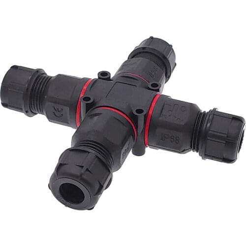 3PIN 4 way Led Industrial Electrical Waterproof X-Connector IP68 L20 four-way Cable Cross Shape Outdoor Connectors