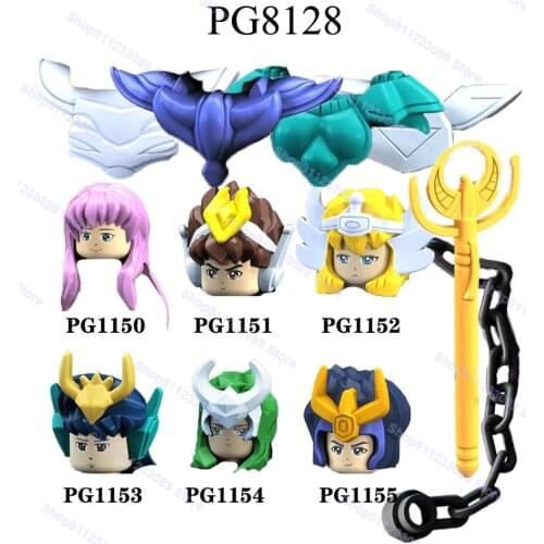 6pcs/lot knights the zodiac Saint Athena Shiryu Glacier Seiya Building Blocks Bricks Dolls Action Figures Toys Children Gift