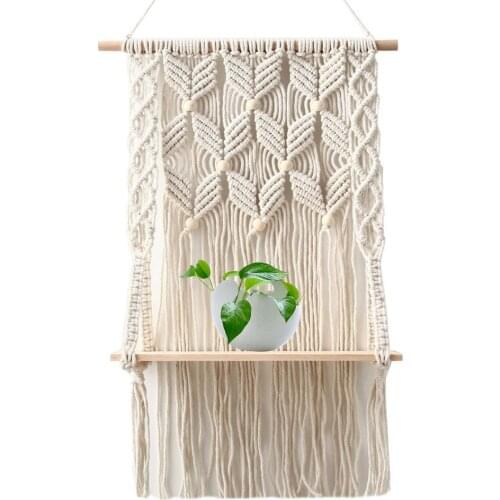 70cm Tapestry Shelf Single Tier Floating Hanging Shelf Organizer Cotton Rope Wall Hanging Decoration Shelf Decorative Carpet