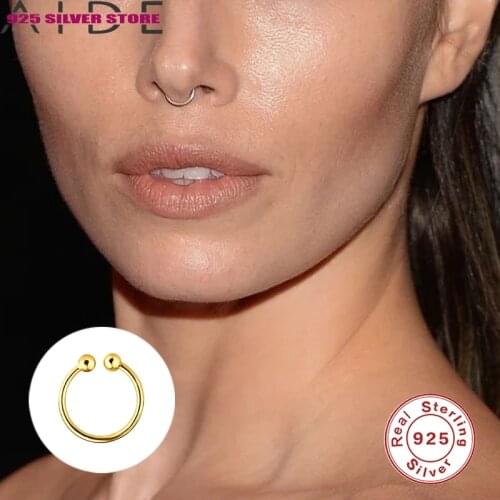 Aide Nose Ring For Women 100% Real Sterling 925 Silver Color Color Huggies Earring European and American Style Fine Jewelry