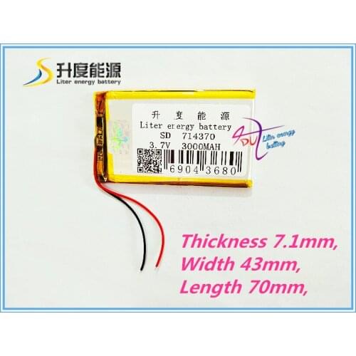 Tablet battery Size 714370 3.7V 3000mah tablet battery with Protection Board For Tablet PCs PDA Power Bank