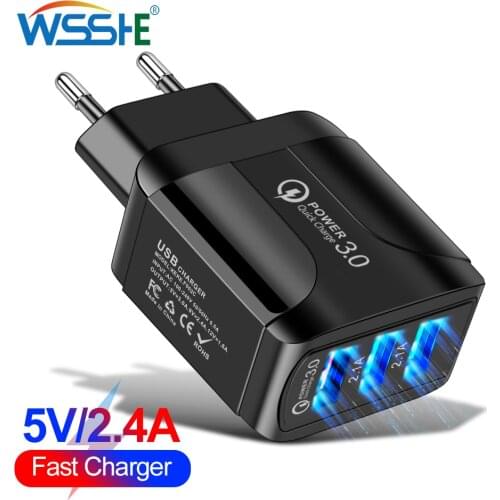 5V2.4A 3 USB Fast Charger Quick Charge 3.0 Universal Wall Mobile Phone Charger for Samsung Xiaomi iPhone QC3.0 Charging Adapter