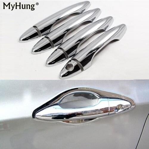 Car Door Handles Covers For HYUNDAI SOLARIS VERNA 2010 2011 2012 2013 2014 2015 8pcs Per Set Abs Chrome 1 Key Hole car-styling
