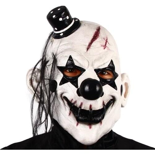 Black And White Clown Mask Halloween Fancy Dress Party Costume Props Horror Cosplay Headgear