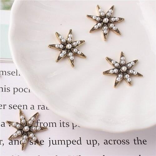 5Pcs Rhinestone Pearl Flower Plate Diamond Button Jewelry Scarf For Hair Accessories Sewing Decorative Clothing Coat Buttons