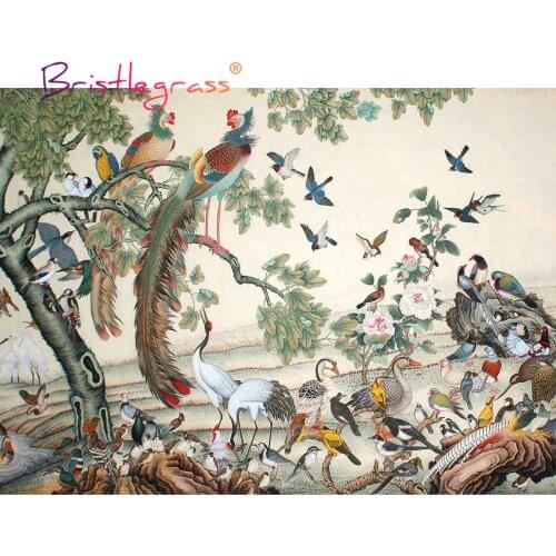 BRISTLEGRASS Wooden Jigsaw Puzzle 500 1000 Piece Bird Crane Peacock Chinese Painting Art Educational Toy Collectibles Home Decor