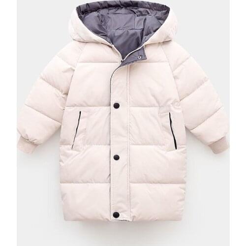 Coat Boy Childrens Long Down Cotton-padded Jacket Girls Hooded Warm Coat Children Kids Snow Wear Girl Baby Coat 4 12 Years Old