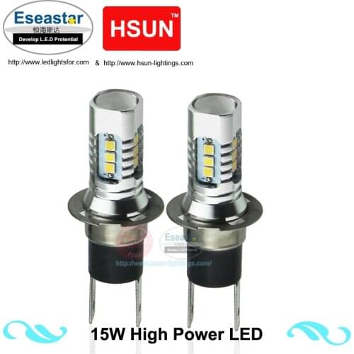 Eseastar 2pcs H3C 15W LED-HIGH-POWER-LED Xenon White H3C LED Fog Lights DRL Daytime Running Lamp Bulb DC12V