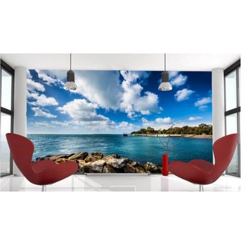 Photo wallpaper 3d wall murals wallpaper Clear blue sky white cloud sea landscape paintings 3d wallpaper living room decoration