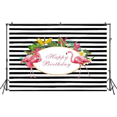 HUAYI Photography Backdrops Flamingo Birthday Photo Backdrop Baby Shower Birthday Party Decor Banner Photography BackgroundW-300
