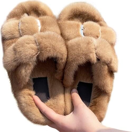 Mink Slippers Real Fur Slippers Women Slippers Sandals Cute Fur Slippers Women Travel Shoes