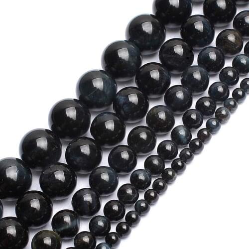 Natural Stone Round blue black tiger eye Loose Spacer Beads For Jewelry Making Diy Earring Bracelet 4/6/8/10/12 mm Strand 15
