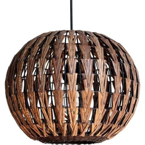 Handmade Round Lantern Rattan Living Room Pumpkin Dining Room Pendant lamp Southeast Asia Restaurant Hanging Lighting Fixture
