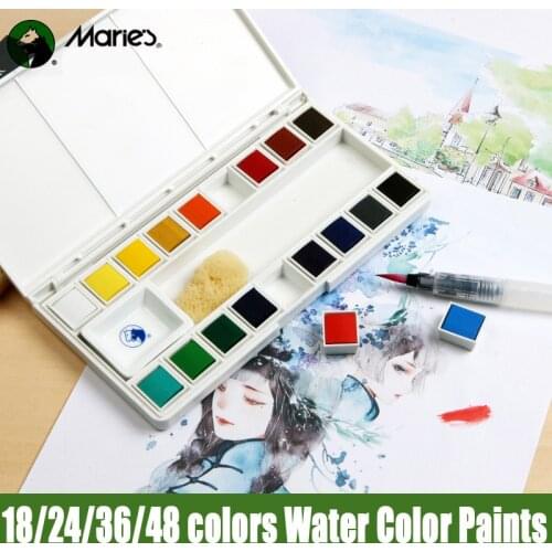 Maries Water Color Oil Paint Set Acuarelas Watercolor Paint with Water Brush Pen Waterverf Solid Watercolour Paints Paints
