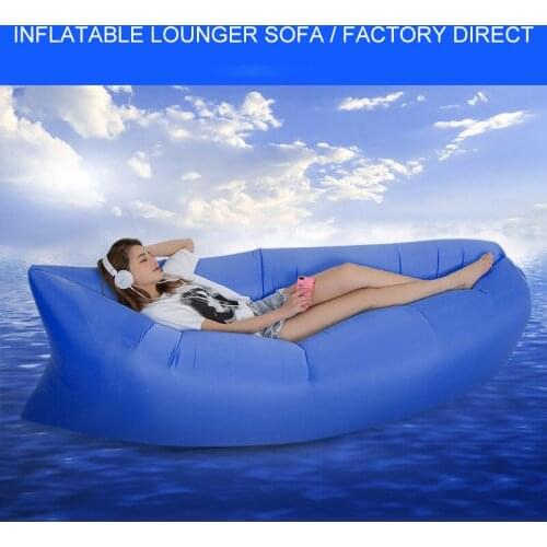 Inflatable Lounger Air Sofa Lightweight Beach Sleeping Bag Air Hammock Folding Rapid Inflatable Sofa for Beach, Camping, Travel