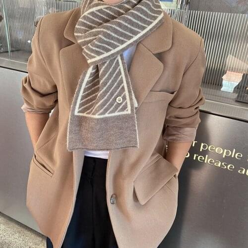 KOI LEAPING British stripes of the new fashion scarf womens warm knitted woolen student scarf long thick holiday gift