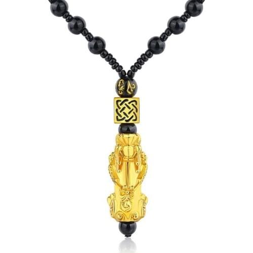 Pixiu Brave Troops Pendant Necklace Strand Temperature Change Color Lucky Energy Pendant & Necklace for Men or Women