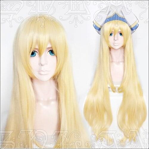 Goblin Slayer Onna Shinkan Cosplay Wig 100cm Yellow Heat Resistant Synthetic Hair Perucas Cosplay Wigs + Wig Cap
