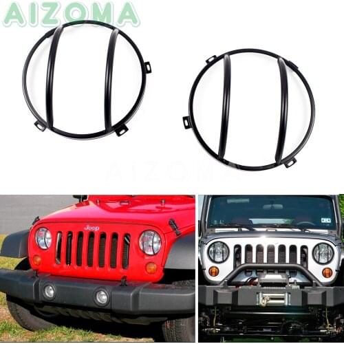 7 inch Headlight Guards for Jeep Wrangler JK 2 Door & Unlimited 4 Door 2007-2017 Front Head Light 7'' Headlamp Cover Protection